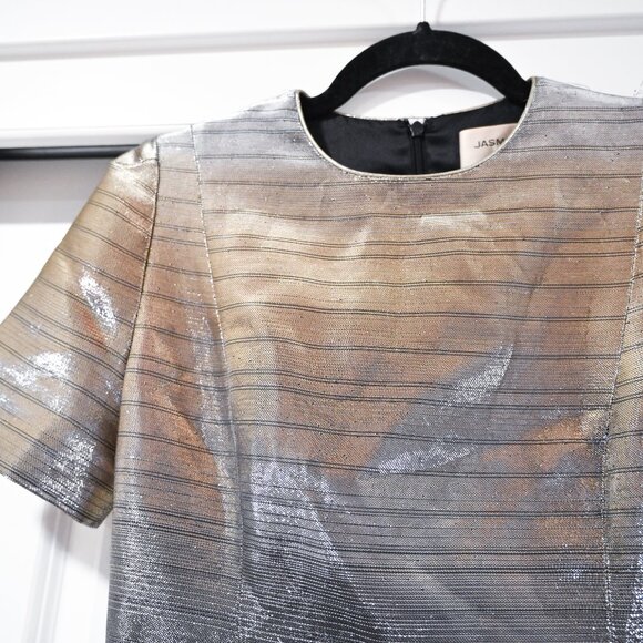 Jasmine Di Milo Size 6 Metallic Fit and Flare Mini Dress - Picture 4 of 12